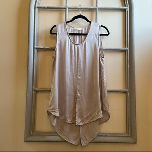 STARK X -Silky Champagne Tie Front Tunic Sleeveless Tank Top (Small)